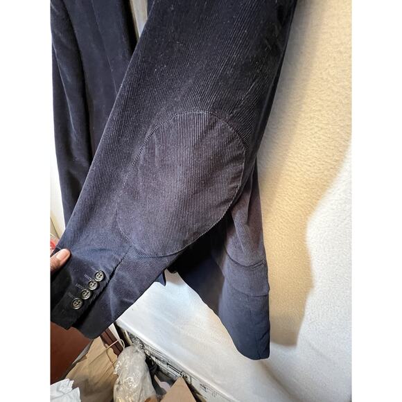 Stafford Signature‎ Mens Blazer 46R Corduroy Sport Coat Blue Cotton Elbow Patch - Picture 9 of 11